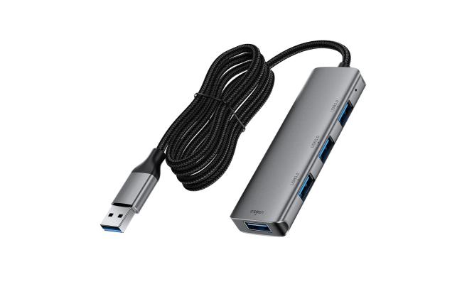 ACEFAST J17 4 in 1 USB Hub 5Gbps High Speed Data Transfer USB 3.0 Docking Station with 1m Cable - Gray